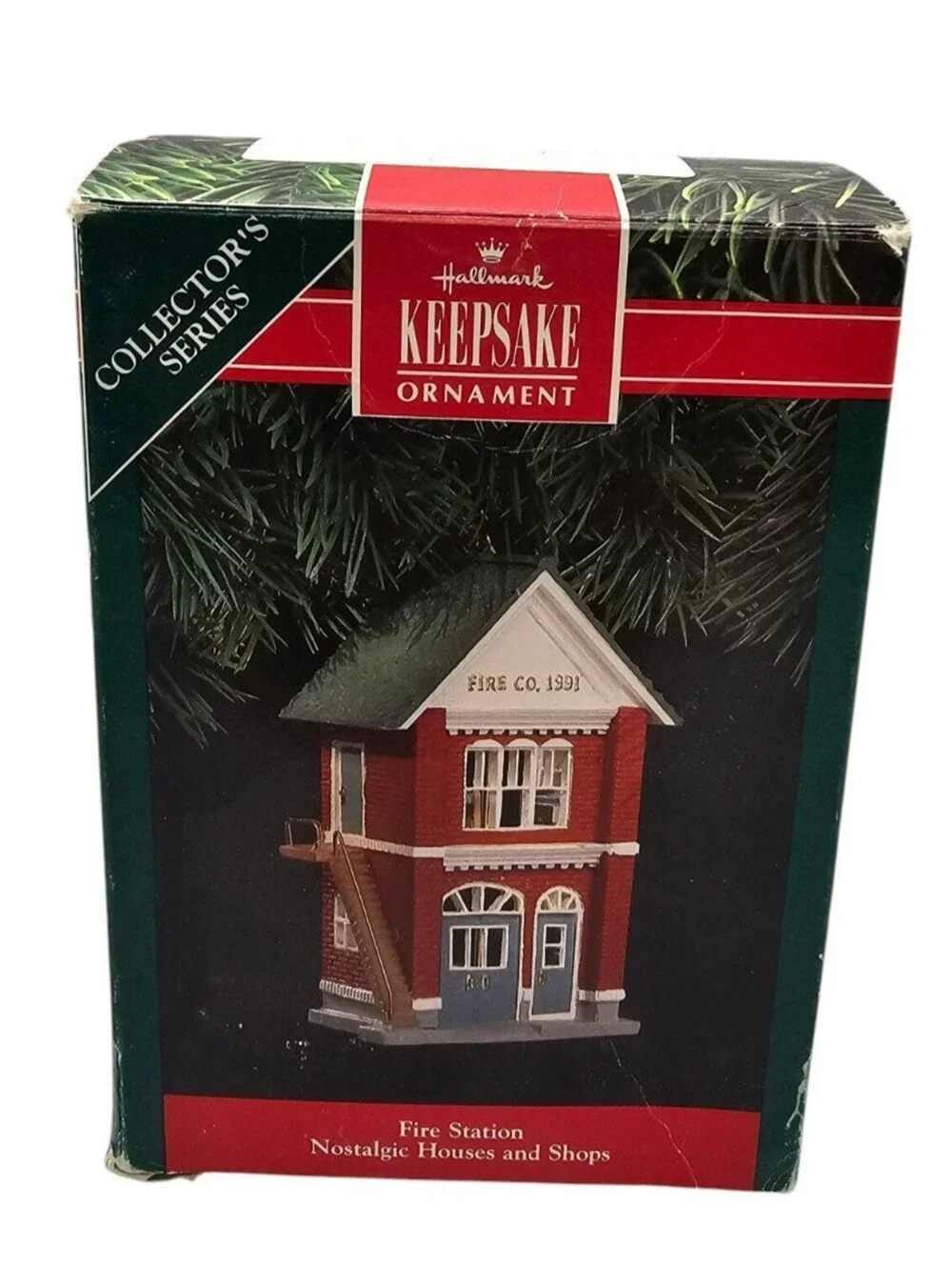 Hallmark Keepsake Nostalgic Houses Shops Fire Station 1991 Christmas Ornament